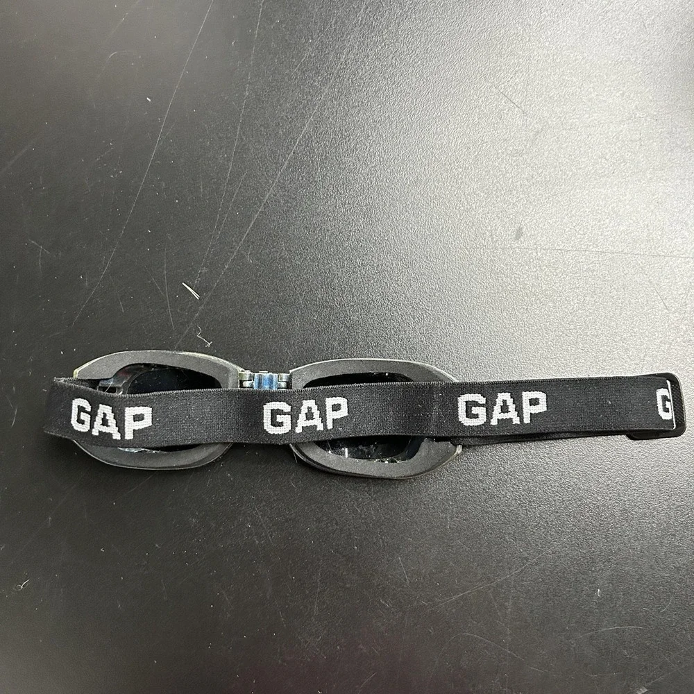 Vintage Y2K Gap Sunglasses Blue Oval Mirrored Wrap Elastic Strap Logo‎ Shades